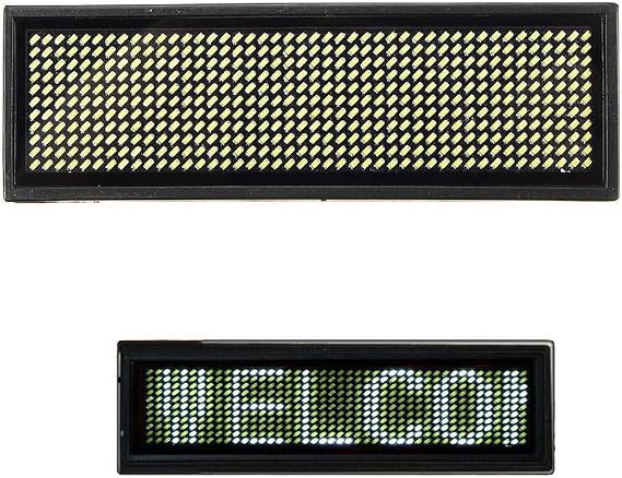 LED Name Message Tag, Scrolling Name Badge Rechargeable Pin Magenta Price Tag Reusable Business Card Screen with 4411 Pixels Programming for Restaurant Shop Party Bar Exhibition(Windows Only) (White)