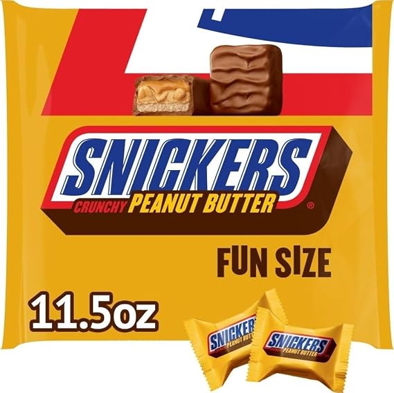 SNICKERS Crunchy Peanut Butter Fun Size Chocolate Candy Bars, 11.5oz