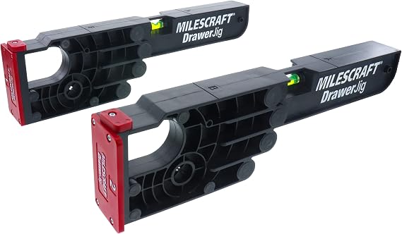 Milescraft 1341 Drawer Jig - Reversible Jigs for Easy Drawer Installation, Built in level, Non-Marring Rubber Protects Cabinets