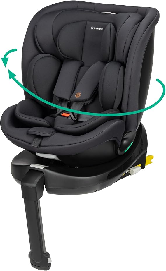 Bebeconfort RevolveFix Plus 360 i-Size, 360 Swivel Car Seat, 0-12 Years, 40-150 cm, ISOFIX Car Seat, Support Leg Installation, 360 Rotation, 8 Recline Positions, 12 Headrest Positions, Full Black