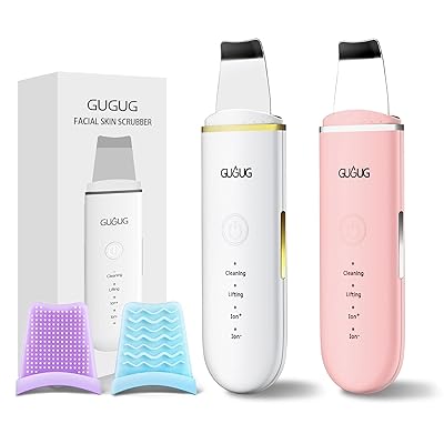 GUGUG 2-Pack Facial Spatula Set 4 Mode Pore Cleaner & Blackhead Remover Tools White  Pink