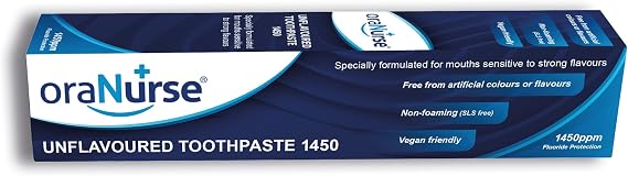 oraNurse Unflavoured Toothpaste 50ml, 1450ppm Fluoride | Unflavoured Toothpaste, Adults & Kids, Suitable For Neurodiverse, Autism Or Sensitive Mouths, No Foamer Or Flavour