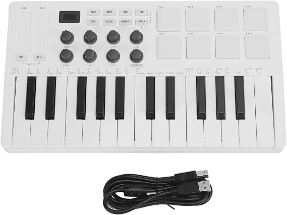 MIDI Keyboard Controller Professional Dynamic Keybed USB 25 Key Portable Arrangement Accessories for Music Producers Songwriters Beat Makers
