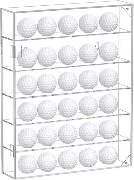 Clear Acrylic Golf Ball Display Stand, 6-Tier Display Rack with Door, Golf Ball Holder Showcase Display Cabinet for 30 Balls