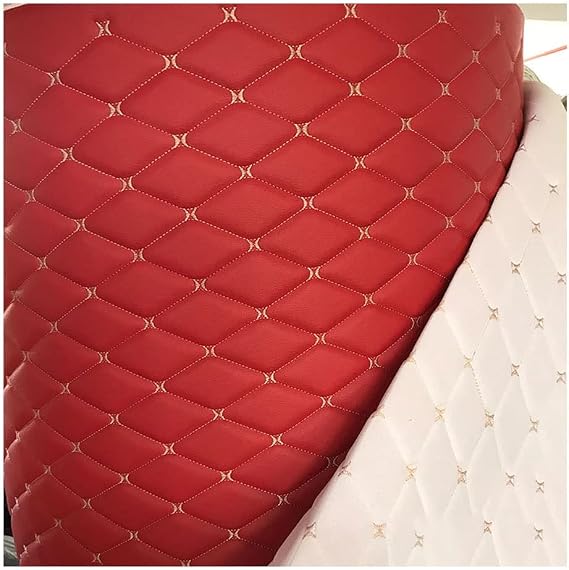 Quilted Faux Leather Fabric, Dark Coffee, 1.6m x 1m, Diamond Stitch, Waterproof, Pile, Synthetic Leather, Fabric