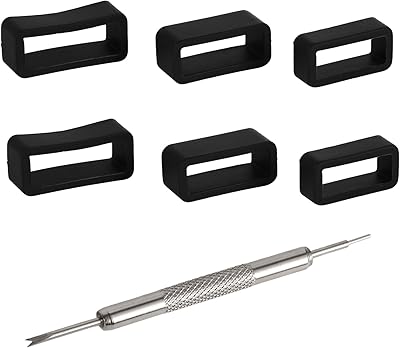 7pcs Watch Band Keeper & Adjuster Tool, 141618mm Silicone Band Loop Replacement Strap Fastener for Smart Sports Watch Clasp Parts Accessories Black