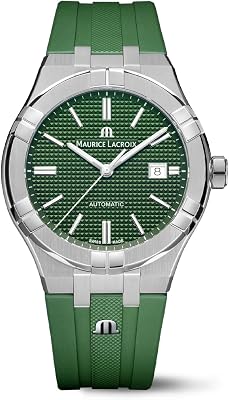 Maurice Lacroix | AIKON Automatic Date 42mm | Stainless Steel | Green, Clous de Paris Patterned