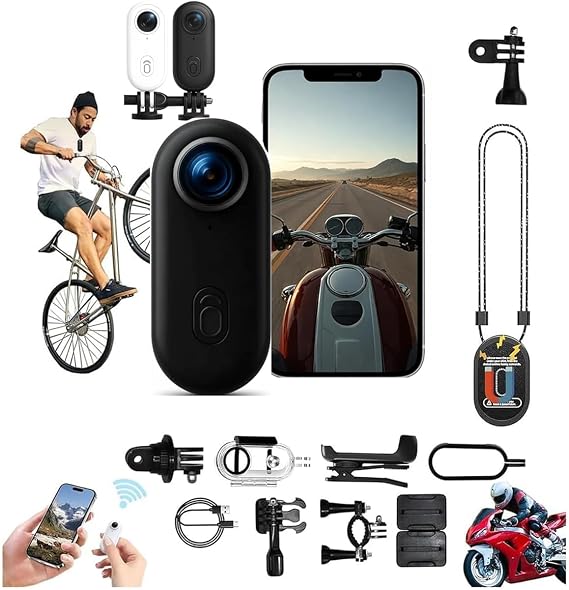 4K Body HD Action Camera,Motorcycle Camera, Wearable Sports Cameras, Thumb Mini camcorder POV Capture Hand Free Helmet Cameras, for Cycling,Vlogging,Travel,Walk for Gift for Friend (Black-4K-64G)
