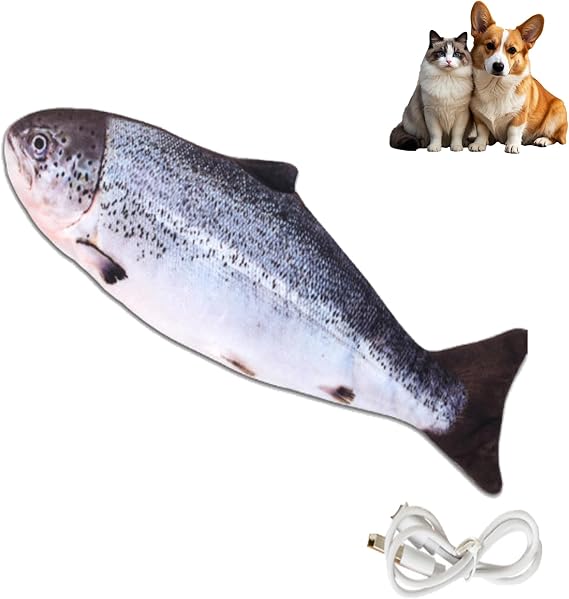 Mechanical Fish for Pool Dog, Realistic Flopping Interactive Dog Toy, Electric Moving Dog Fishes Toy, Interactive Pet Toys for Cat Exercise, Dogs Floppy Fishes Chew Toys (A)
