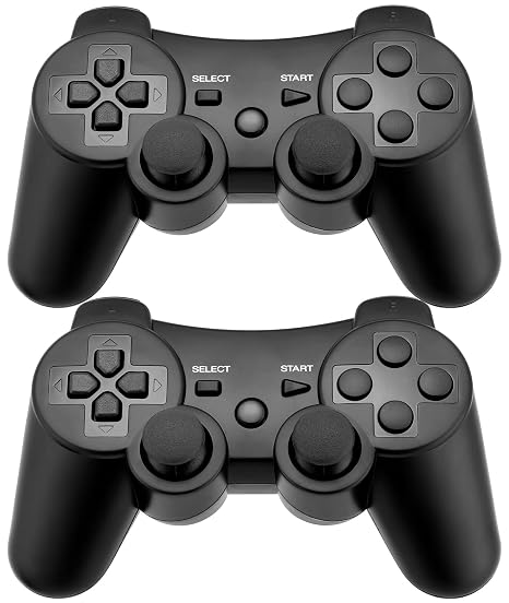 Ceozon PS3 Controller Wireless 2 Pack Gamepad Compatible for PS3 Remote Joystick with Charging Cables Black and Black