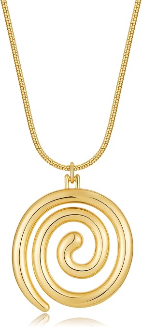 Gold Spiral Necklace for Women, Hypoallergenic, Fade-Resistant, Trendy Jewelry for Special Occasions