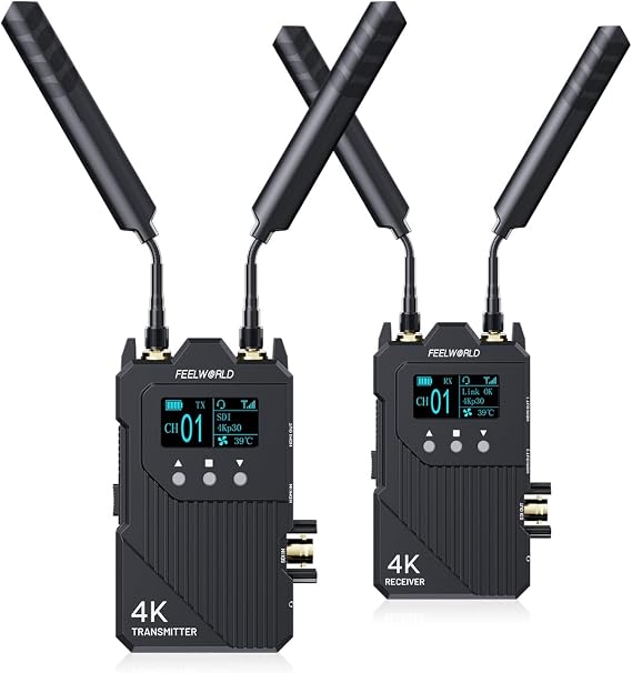 FEELWORLD WT1S 4K 1000ft SDI Dual HDMI Wireless Video Transmission System | Full Duplex Intercom Live Streaming with 1000ft Transmission Distance 0.08s Low Latency