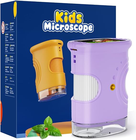 Temodu Kids Microscope, 2.0" Screen 1000X Digital Microscope for Kids