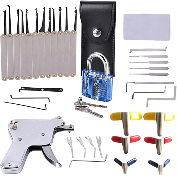 Powerful Locksmith Combination for Beginners and Lovers (Silver Single Hook and Blue Padlock)