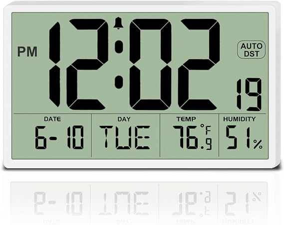 9 Narrow Bezels Battery Operated Digital Wall Clock with Temp & Humidity