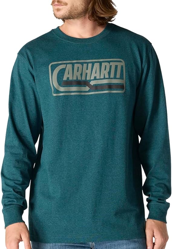 Carhartt Mens Loose Fit Heavyweight Long-Sleeve Logo Graphic T-Shirt