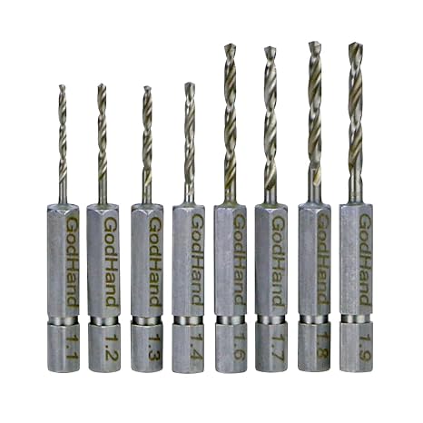 GodHand Quick Drill Bit Set of 8 (C) GH-DBQ-8C for Plastic Models