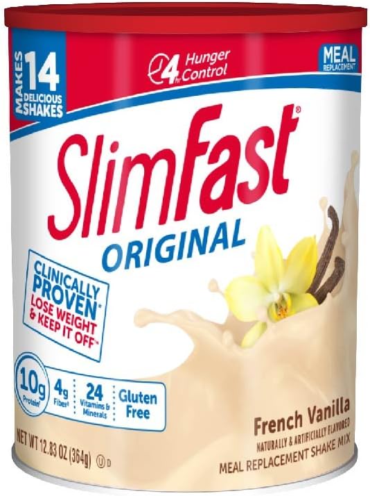 SlimFast Meal Replacement Powder, Original French Vanilla, Weight Loss Shake Mix, 10g of Protein, 14 Servings