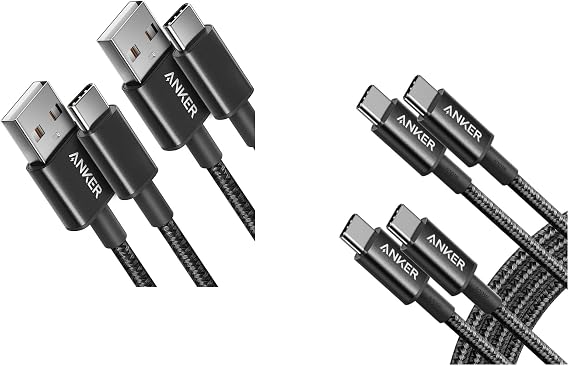 Anker Cable [2 Pack, 3FT], USB A to USB C. USB C to USB C Cable, Type-C 60W Fast Charging Cable (6FT, 2Pack)