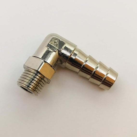 3/8" Barb x 3/8" Male NPT Brass 90 Elbow Swivel Rotating 360 Fitting