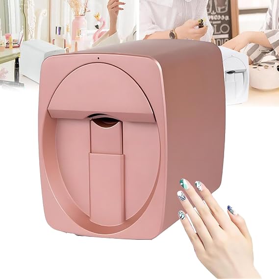 3D Nail Printer Machine WiFi/DIY Support, Portable Digital Mobile Nail Art Printer-Art Nail Painting Machine, Printing and Lining in One, 1000+ Photos in 30 Seconds to Finish Rosegold