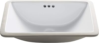 KRAUS Elavo 21-inch Rectangular Undermount White Porcelain Ceramic Bathroom Sink with Overflow, KCU-241