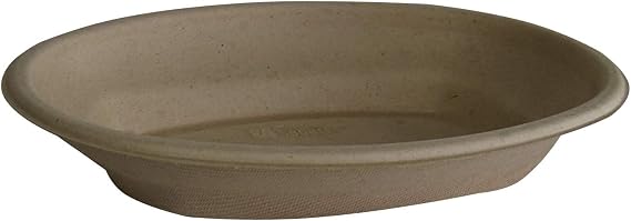 Pulp 16 oz Oval Burrito Bowl, Certified Compostable, Recyclable, Microwaveable, Reheatable, Disposable, Durable, 300 Count