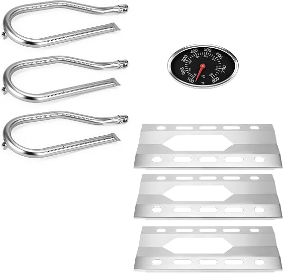 Repair Parts for Costco Kirkland 720-0108, Nexgrill 720-0011, 720-0047-U Gas Grills, Replacement Stainless Steel Burner Tube, Heat Plate Tent, Temp Gauge Heat Indicator 22551, NGB1, NGSHP3