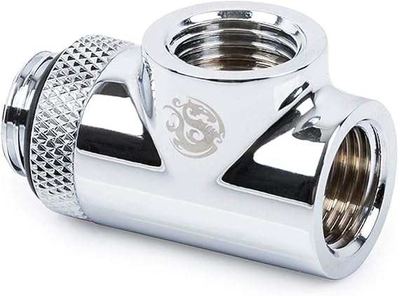 Bitspower T-Block Rotary Fitting, Silver Shining