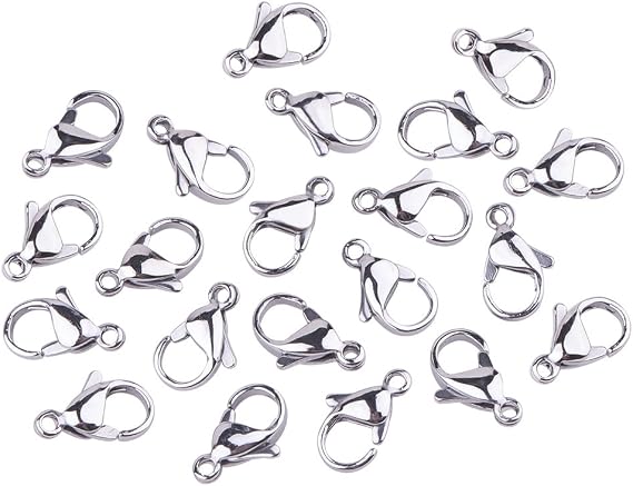 PH PandaHall 100pcs Lobster Claw Clasps Grade A 304 Stainless Steel Jewelry Lobster Clasp Fastener Hook Clasps for Necklaces Bracelet Jewelry Making 12x7mm