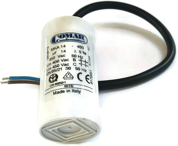 Made in Italy Motor Electrolytic Comar Condenser Capacitor Wire MKA 14UF - 13.5 UF ~ 14UF 14.5 14.7 UF 450V 450Vac