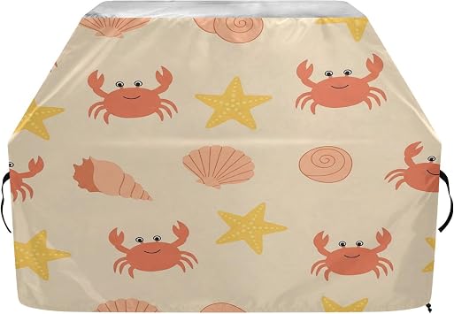 Blueangle Crab Shells Grill Cover - 65" Heavy Duty Waterproof for BBQ/Gas Grills, Windproof Edges All Weather Protection