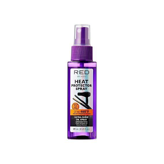 Red by Kiss Heat Protector Spray for Thermal Protection, Anti-Frizz, Ultra Shine, and Hydration - Protects Hair Up To 460F (2 Fl Oz)
