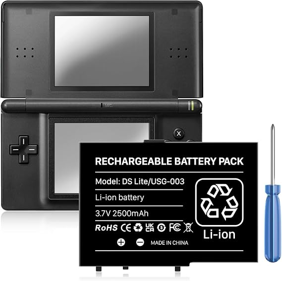 USG-003 Battery, (2026 New Version) 2500mAh Ultra High Capacity Li-ion Battery Replacement for Nintendo DS Lite, NDSL Gaming Console Batteries (Not for DSi, DSi XL, DS i LL)