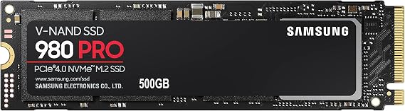 SAMSUNG 980 PRO SSD 500GB PCIe 4.0 NVMe Gen 4 Gaming M.2 Internal Solid State Drive Memory Card, Maximum Speed, Thermal Control, MZ-V8P500B/AM