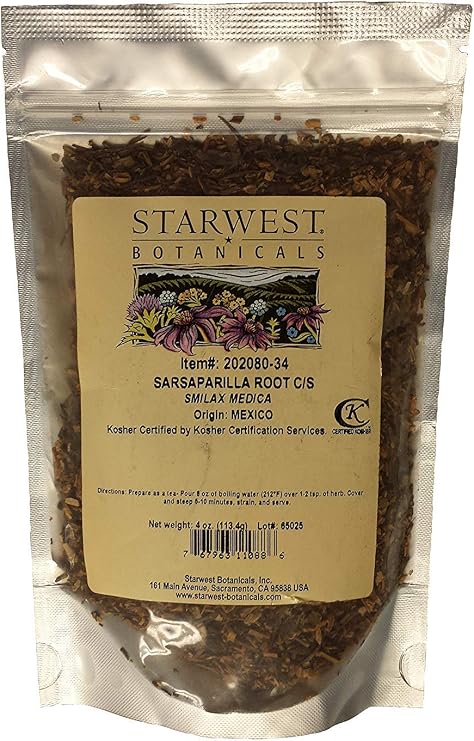 Sarsaparilla Root Cut and Sifted Mex Wildcrafted - Smilax medica, 4 Ounce