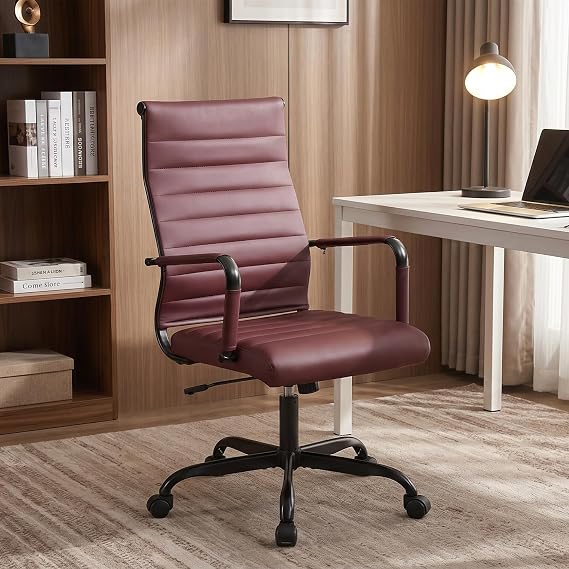 Office Desk Chair Leather, Conference Room Chairs with Wheels, Modern Executive Computer Guest Chairs with Arms.