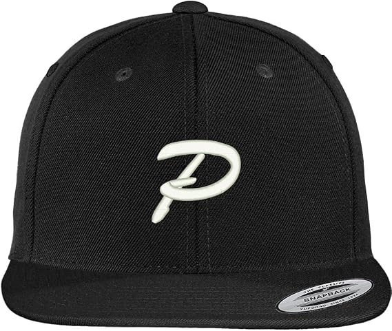 Trendy Apparel Shop Letter P Brushed Script Embroidered Flat Bill Snapback Baseball Cap