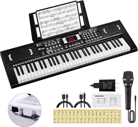 Kids Keyboard Piano, 61 Key Electronic Piano (Black)