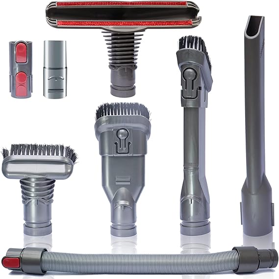 Flexible Extension Hose & Vacuum Attachments - Replacement Parts for Dyson V11 V10 V8 V7 V6 DC74 DC62 DC59 DC44 - Vacuum Cleaner Accessories Dusty Brush
