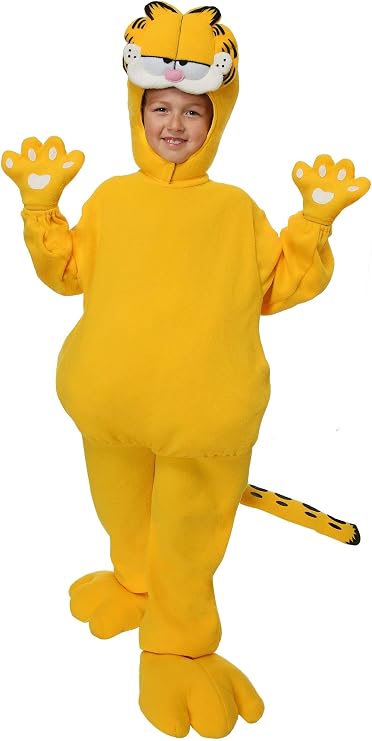 Kids Garfield Costume Unisex, Orange Cartoon Cat Jumpsuit, Cat Bodysuit Halloween Outfit for Boys and Girls