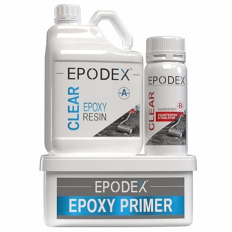EPODEX Table Top Epoxy Resin, Solid - Silver Gray - 4.95gal | Epoxy Countertop Kit for Kitchen Counters, Tables & Bar Tops with Crystal-Clear Finish - 107 sqft