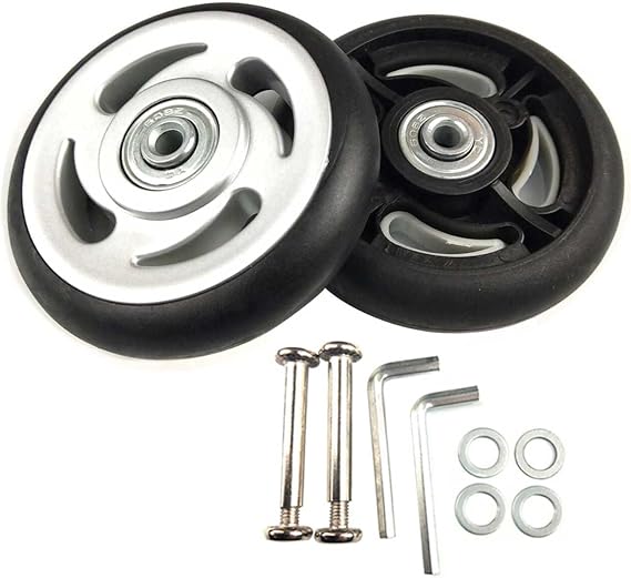 Pair Luggage Suitcase Replacement Wheels OD 85 Wheel Thickness:19mm, Wheel Thickness + Bearing=22mm Axles 35 Repair Set for Luggage Suitcase (85mm x 22mm x 6mm)