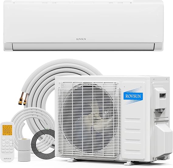 ROVSUN 12000 BTU Mini Split AC/Heating System with Inverter, 20 SEER2 Energy Saving 115V Ductless Split-System Air Conditioner with Pre-Charged Condenser, Heat Pump, Remote Control & Installation Kit