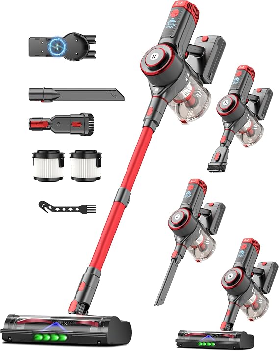 K25 Cordless Vacuum Cleaner, 650W 55KPa Stick Vacuum, 70Min Runtime