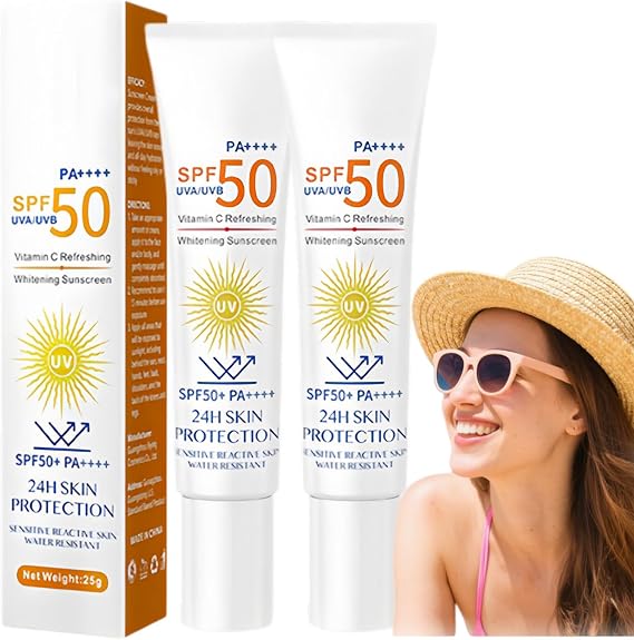 2*Mineral Sunscreen SPF 50 Face and Body,Waterproof Sweat-Proof Sun Cream with Moisturizing Hydrating Long-Lasting Protection, Lightweight Texture Fine Cream,Easy to Carry,Broad Spectrum UV Protection