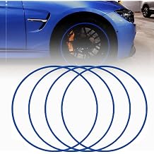 4PCS Wheel Rim Edge Protectors, Self-Adhesive 8mm Wide ABS Protective Ring, One-piece Molding, Trim Guard for 15-22 Inch Car, Truck Alloy Wheels,16in,Blue