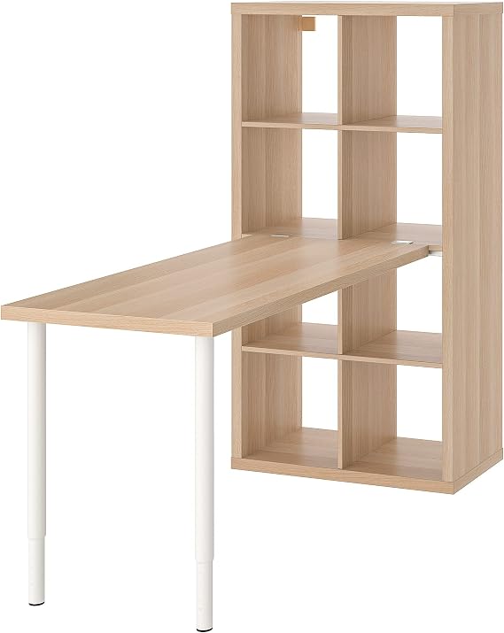 IKEA LAGKAPTEN/KALLAX Desk Combination, 77x159x147 cm, White/White Stained Oak Effect