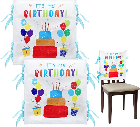 Tudomro 2 Pieces Birthday Chair Cover for Classroom,Blue