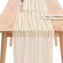 90*180cm Beige Table Runner, Table Runners for Dining Table, Cream Table Runner for Wedding and Party Decorations,Cheesecloth Table Runner for Dining Table Decor, Beige Table Runner for Home Decoratio